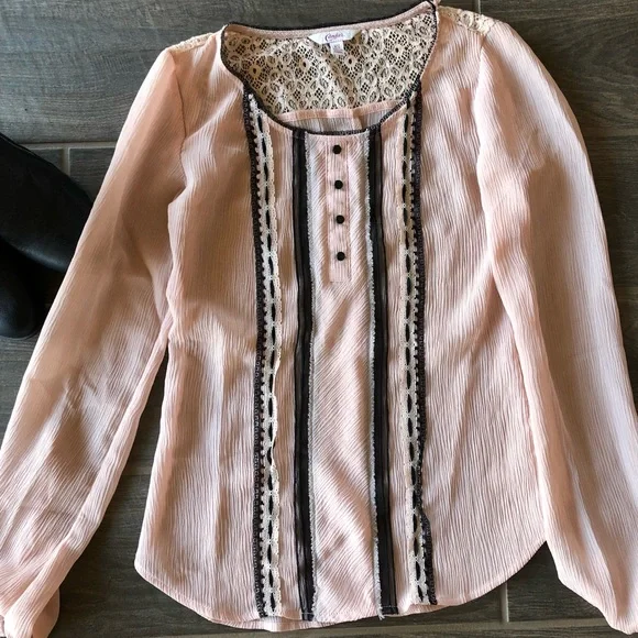 Candie's xs Sheer Lace Romantic Blouse - Picture 1 of 2